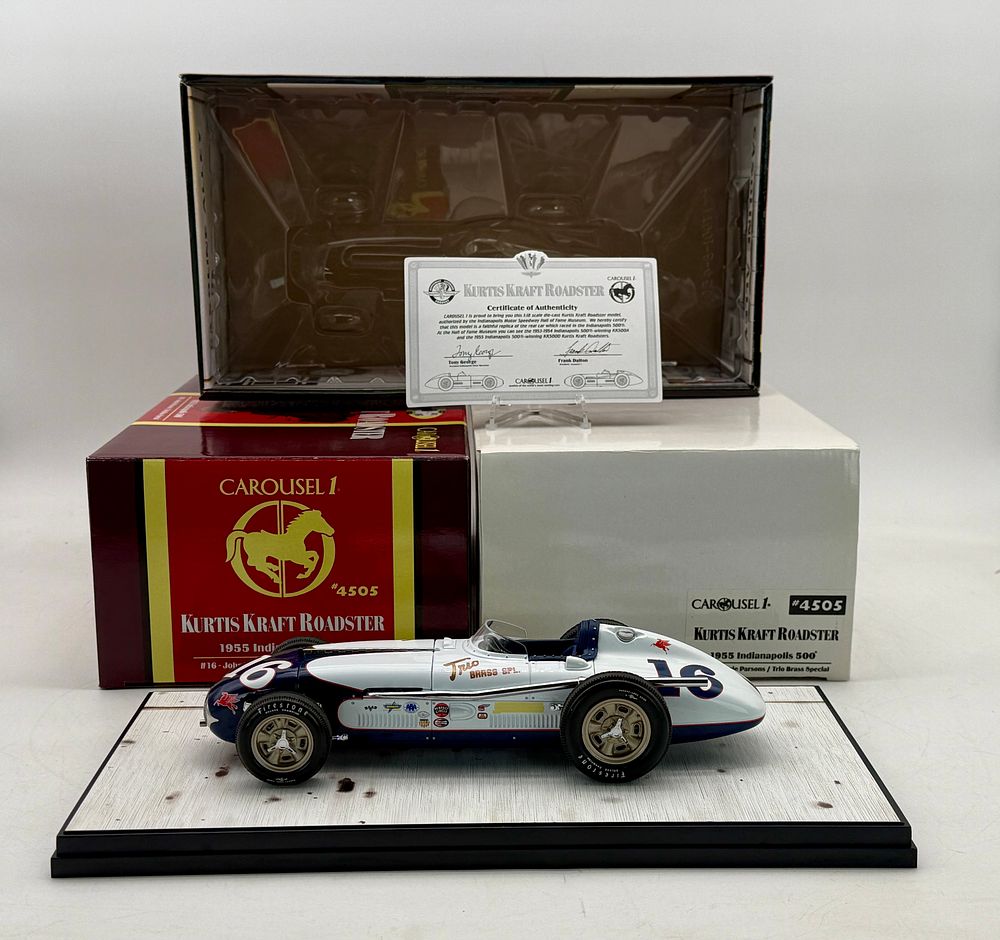 Lot 200: Carousel 1 #4505 1:18 1955 Indy 500 Kurtis Kraft Roadster #16