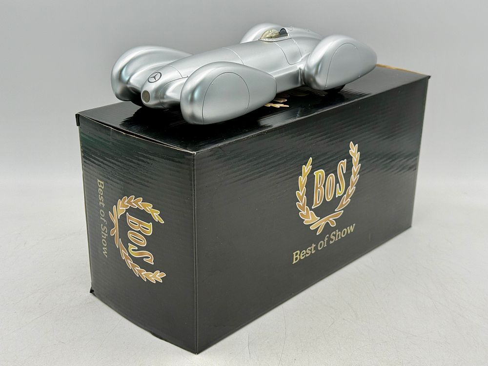 Lot 239: BoS-Models 203 Resin 1:18 1939 Mercedes-Benz W154 Rekordwagen Silver Model Car