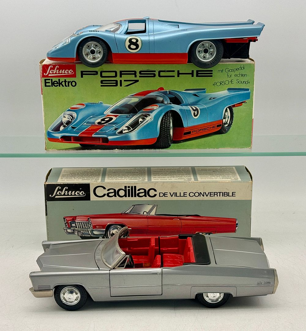 Lot 267: Two Schuco Model Cars Porsche 917 and Cadillac De Ville