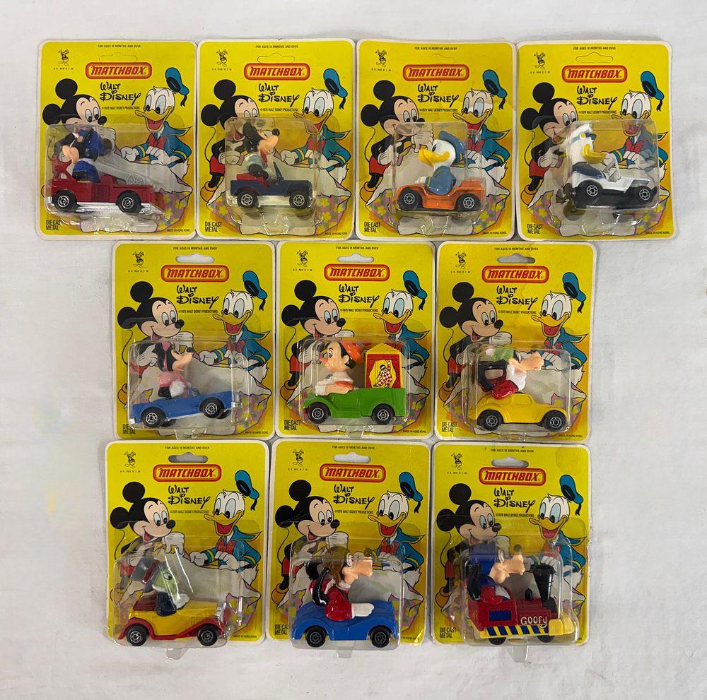 Lot 355: 10 Matchbox Walt Disney series Die-Cast Blister packs 1979