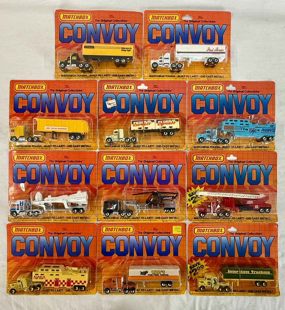 Lot 357: 11 Matchbox Convoy Die-Cast Toy Trucks