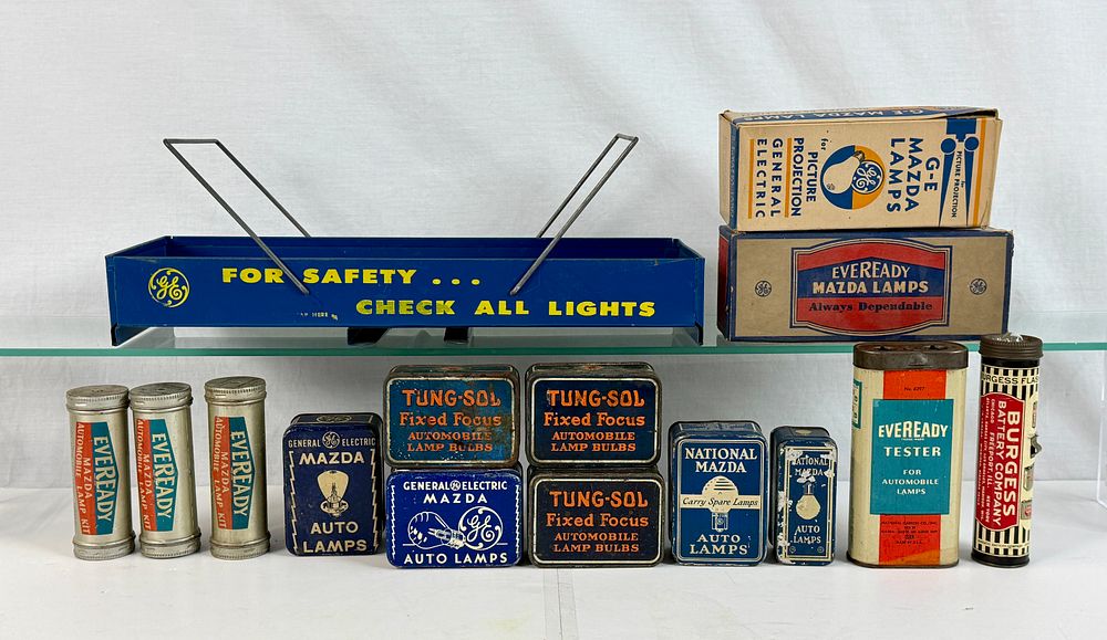 Lot 471: A Collection of Vintage Automotive Lamp Bulb Packaging and Accessories