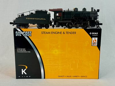 K-Line O Scale Pennsylvania Railroad 0-6-0 Steam Locomotive and Tender No. 505. K-Line O Scale 