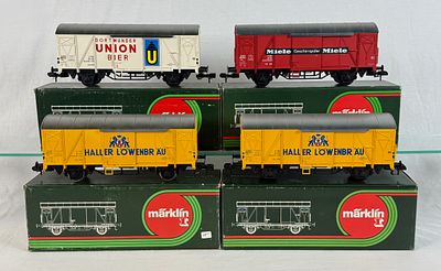 Four M&auml;rklin Gauge 1 Type Gls 205 Freight Cars with Original Boxes. A group of four M&auml;rklin 