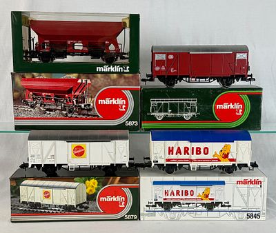 A Set of Four M&auml;rklin Gauge 1 Freight Cars with Original Boxes. A collection of four M&auml;rklin 