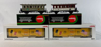 M&auml;rklin Gauge 1 Model Train Cars with Original Packaging. A collection of M&auml;rklin Gauge 1 model 