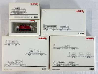 A Group of 4 Marklin HO Scale Model Train Sets and Locomotive. A group of Marklin HO scale model 