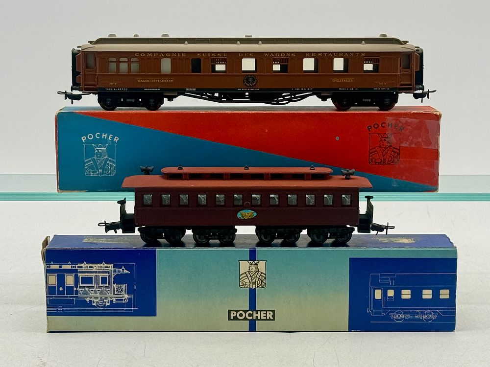 Lot 162: 2 Pocher HO Scale Model Train Passenger Cars with Original Boxes