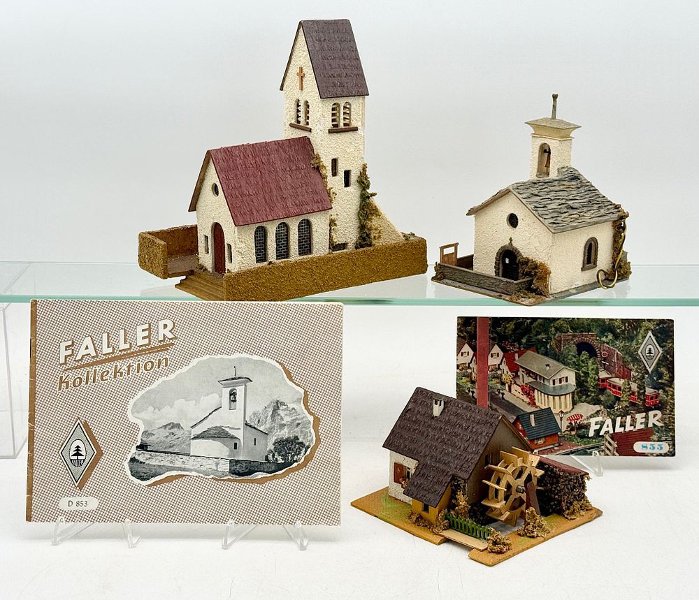 Lot 227: A Collection of Vintage Gebr. Faller HO Scale Model Buildings and Ephemera