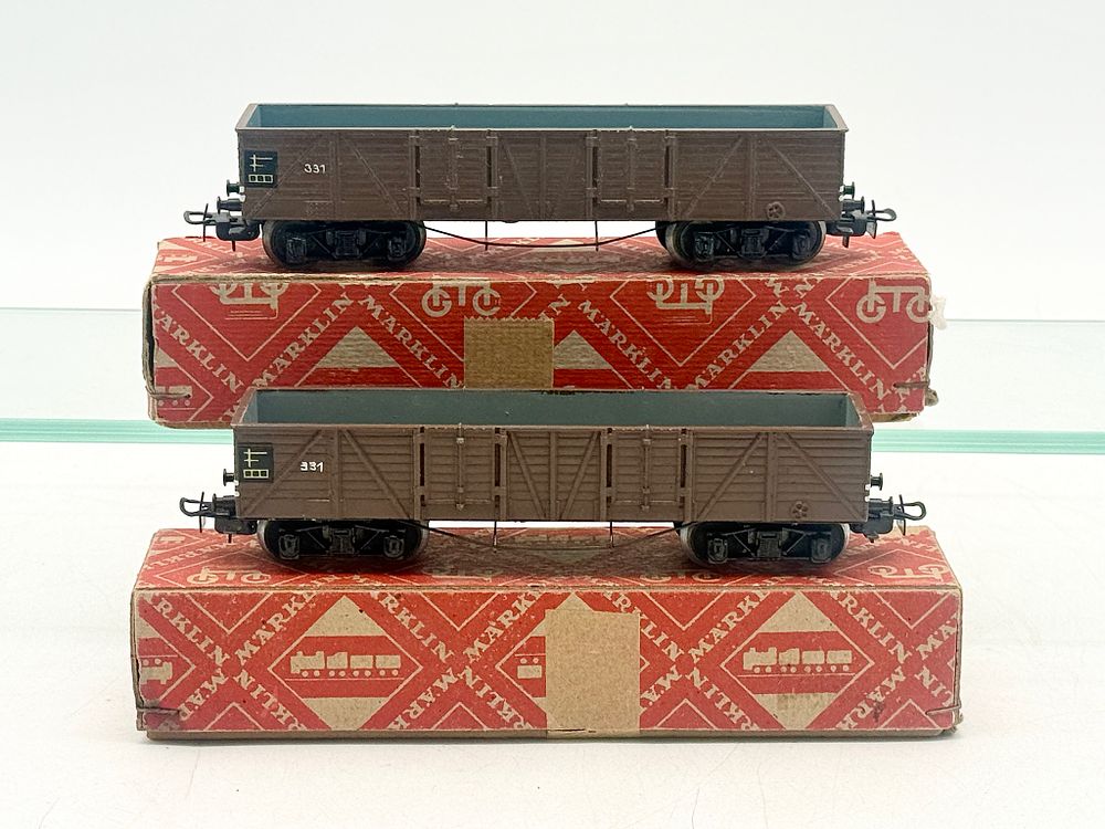 Lot 243: A Pair of Marklin H0 Scale Model 331 Open Gondola Wagons in Original Boxes