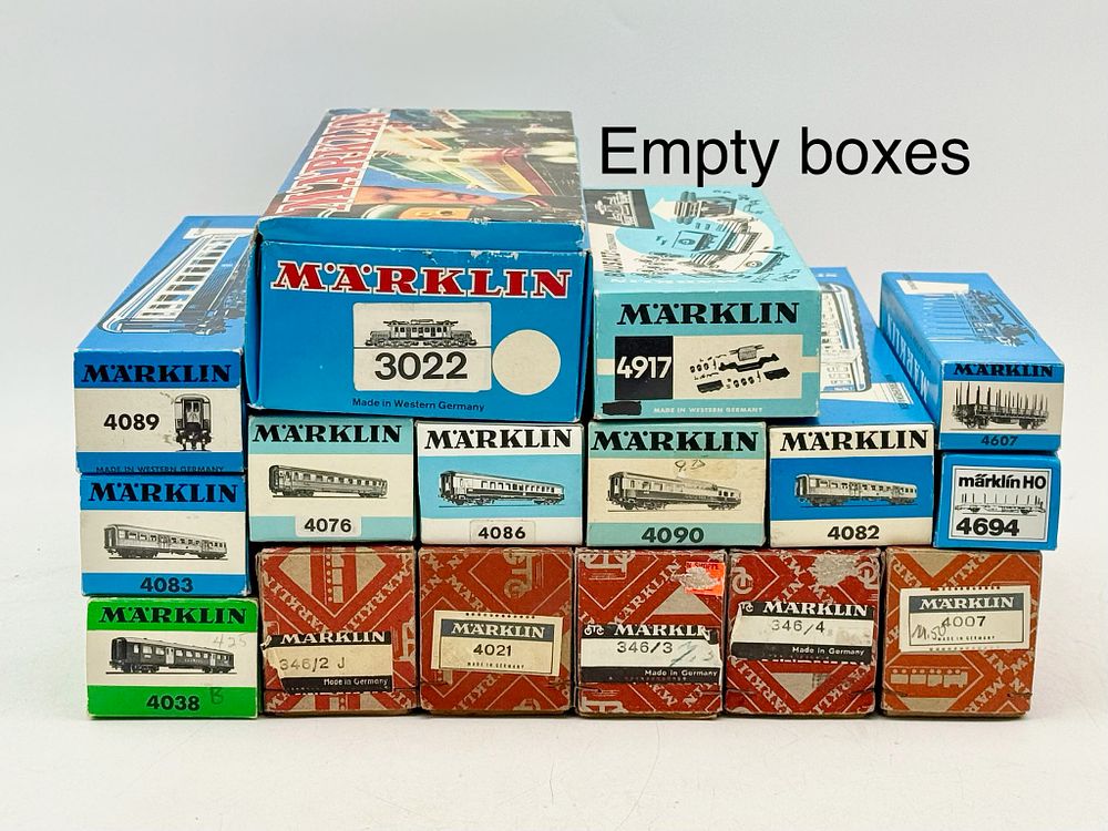 Lot 274: A Collection of Vintage Marklin HO Scale Empty Model Train Boxes