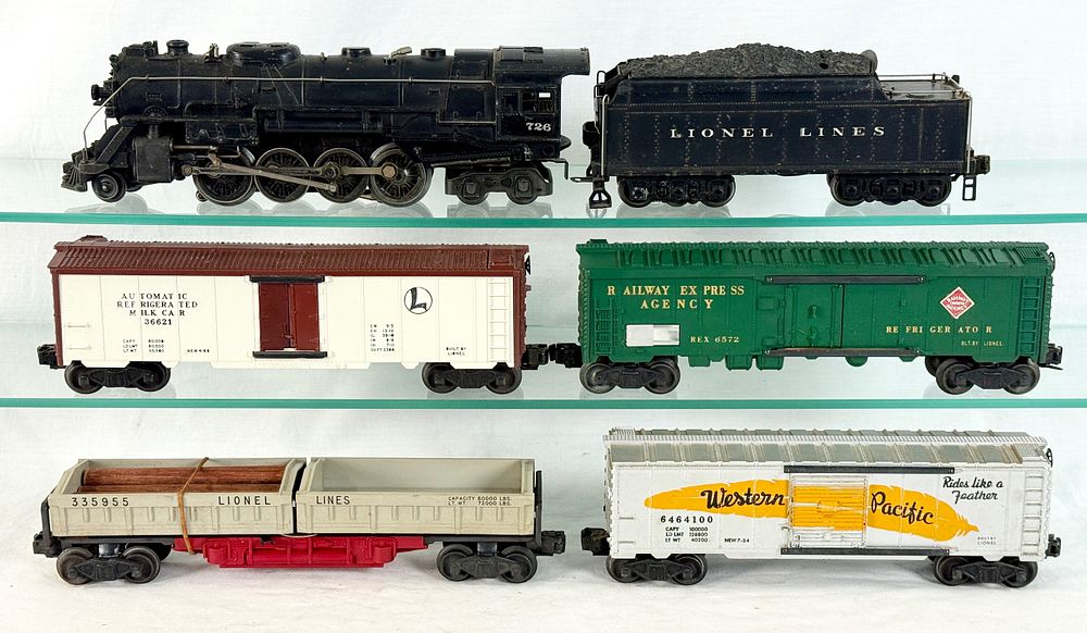 Lot 364: A Set of Lionel Postwar O-Gauge Model Train Components including No. 726 Berkshire Locomotive