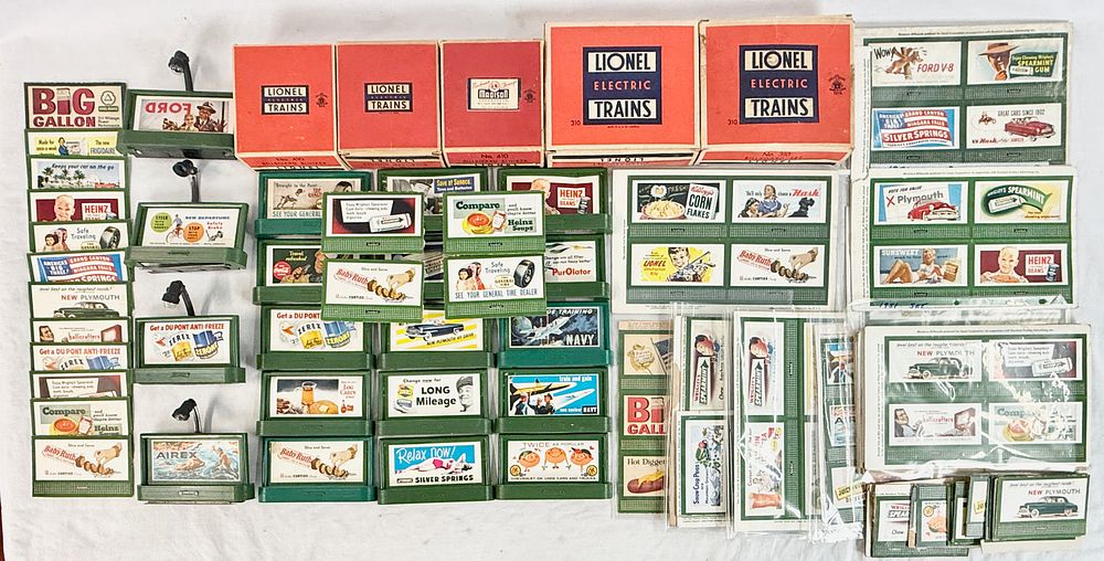 Lot 423: A Collection of Vintage Lionel O-Gauge Miniature Billboard Accessories and Advertising Posters