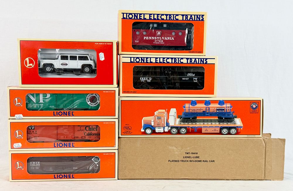 Lot 426: A Collection of Lionel O Gauge Model Trains and Vehicles in Original Boxes