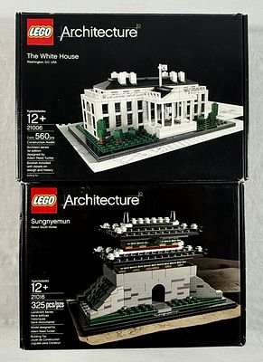 A Pair of LEGO Architecture Building Sets The White House 21006 and Sungnyemun 21016. This lot 
