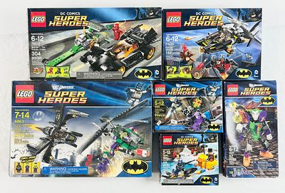 A Collection of Six LEGO DC Super Heroes Batman Construction Sets with Original Boxes and Manuals. 