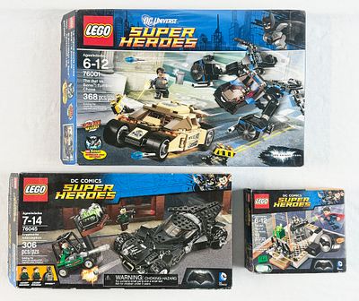 Three LEGO DC Super Heroes Batman Building Sets 76001, 76045, and 76044. A trio of LEGO DC Super 