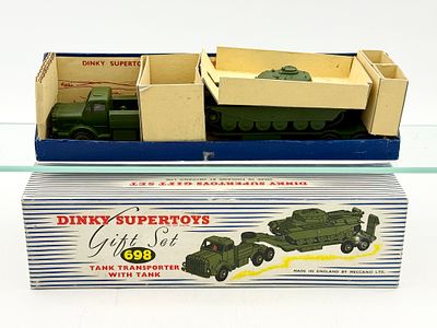 Dinky Supertoys Gift Set No. 698 Tank Transporter with Tank. A Dinky Supertoys military gift set 