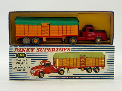 French Dinky Supertoys No. 36B Willeme Tractor and Semi-Trailer manufactured by Meccano. The 