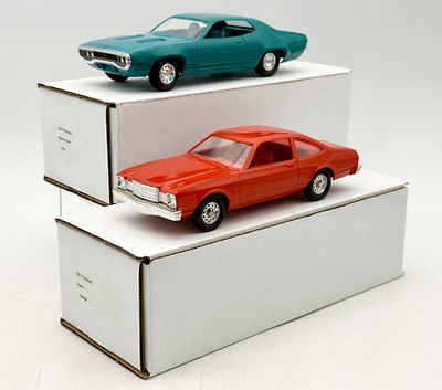 2 MPC 1970s Plymouth Promotional Model Cars. This pair of MPC molded plastic dealer promotional 