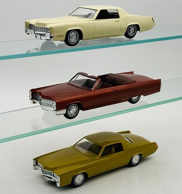 3 Jo-Han Cadillac Dealer Promotional Model Cars. This set of three 1/25 scale Jo-Han dealer 