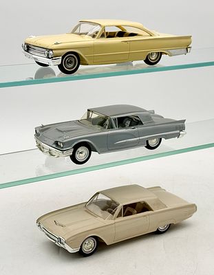 Three AMT Ford Promotional Model Cars. 3 AMT plastic promotional model cars featuring early 