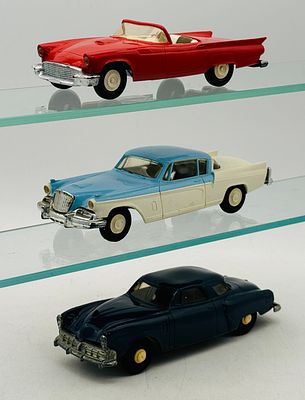 3 AMT Promotional Model Autos. 3 AMT promo cars. Red 1957 Ford Thunderbird Friction working. 2 