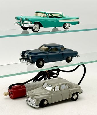 3 Vintage AMT Plastic Promotional and RC Tethered Model Cars. This collection includes a 1958 