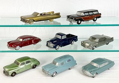 Eight vintage metal promo cars. Eight vintage metal promo cars: 1948 Tucker Reissue, 1957 Ford 
