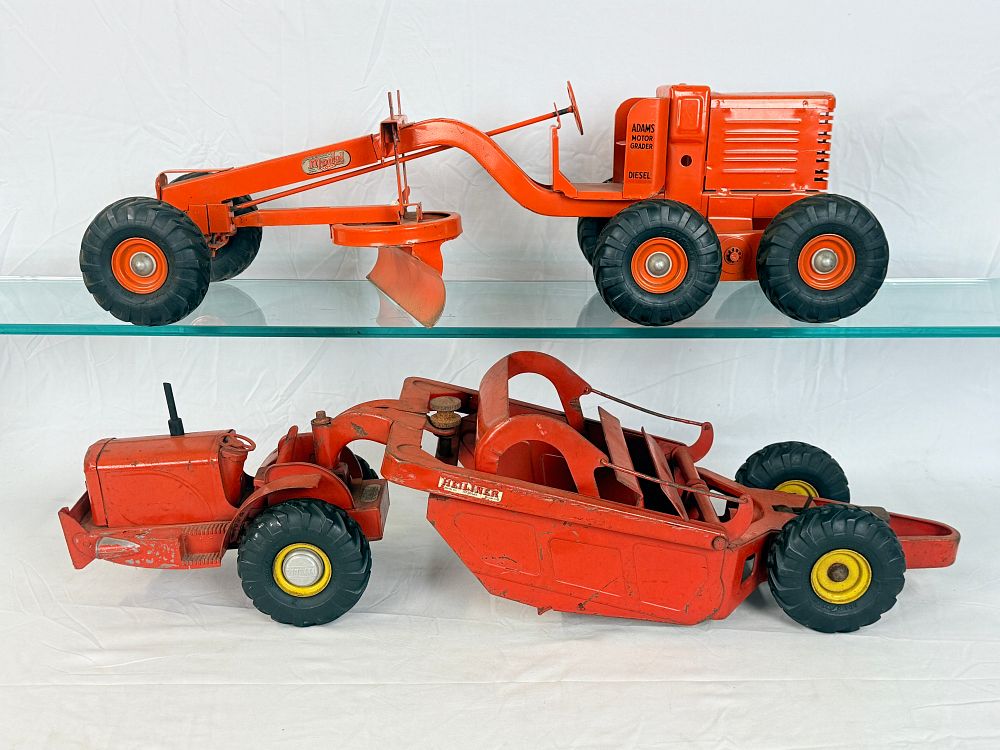 Lot 450: Two Doepke Model Toys Adams Road Grader and Heiliner Scraper