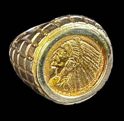 14k GOLD WITH 2 1/2 INDIAN HEAD DOLLAR RING 16GRAMS SIZE 9