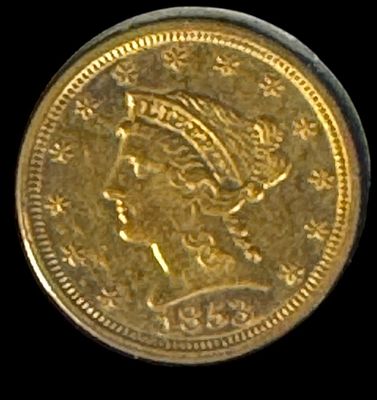 1853 2 1/2 LIBERTY GOLD COIN IN EXCELLENT CONDITION