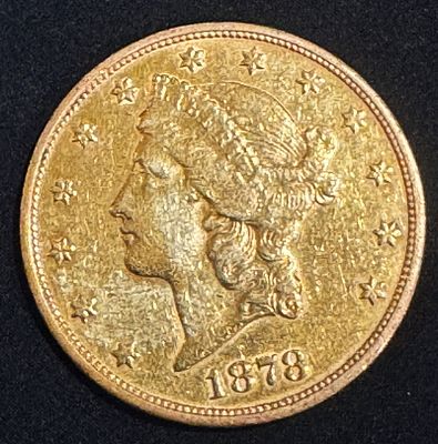 1 OZ 1878 GOLD PEACE DOLLAR.