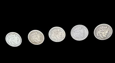 5 ANTIQUE MORGAN SILVER DOLLARS. 1891,1886,1879,1889 1900,1886.