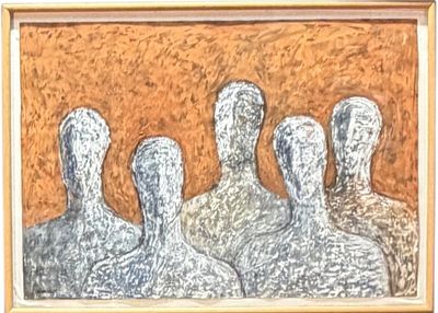 GROUP DIALOGUE PAINTING SIGNED BY M. MELLOT. GROUP DIALOGUE SIGNED BY M. MELLOT. Height: 31 in. 