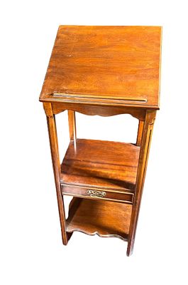 VINTAGE MAHOGANY AJUSTABLE BOOK STAND. Height: 45.5 in. by Width: 16 in. by Depth: 15 IN.