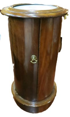 19th C. PEDESTAL SIDE TABLE WITH MARBLE INSET TOP. 19th CENTURY COLUMN PEDESTAL TABLE WITH 