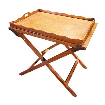VINTAGE WOODEN TRAY TABLE. Height: 29 in. by Width: 30.5 in. by Depth: 21 in.