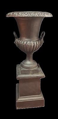 MONUMENTAL VICTORIAN STYLE CAST IRON GARDEN URN. Height: 60 in. by Width: 25 in. by Depth: 25 in.