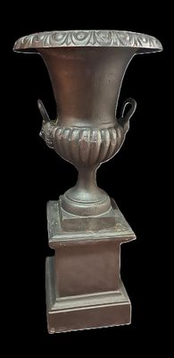 MONUMENTAL VICTORIAN STYLE CAST IRON GARDEN URN. Height: 60 in. by Width: 25 in. by Depth: 25 in.