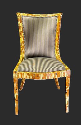HORN INLAID SIDE CHAIR POSSIBLY KARL SPRINGER. TESSELLATED HORN INLAID SIDE CHAIR POSSIBLY KARL 