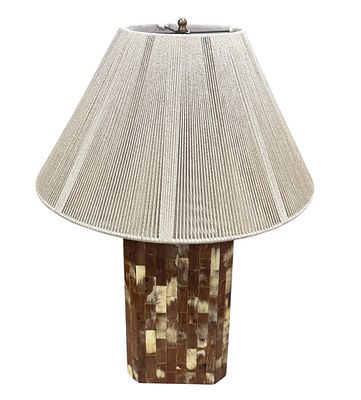 KARL SPRINGER STYLE HORN INLAID LAMP. Height: 25
