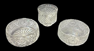 GROUP OF THREE VINTAGE CRYSTAL BOWLS Height: 3.75 in. by Width: 8 in. by Depth: 8 in.