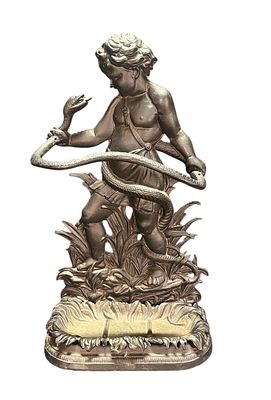 CAST IRON HERCULES AND THE SNAKE CANE STAND. Height: 33 in. by Width: 20 in. by Depth: 10 in.