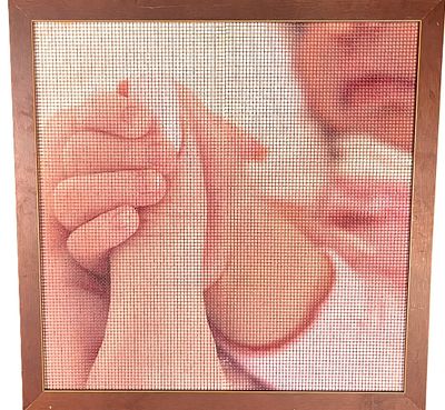 BABY AND MOTHER IMAGE MOSIAC BEAD ART. Height: 26.3 in. by Width: 26.3 in.