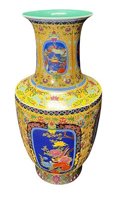 CIRCA 1920's CHINESE PORCELAIN VASE PAINTED IN THE CLOISONNE STYLE. Height: 22 in. by Width: 12 