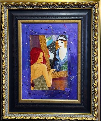 MARCUS GLENN "GIRRRRL YOU GOT TO SEE THIS ONE II" ORIGINAL MIXED MEDIA PAINTING ON BOARD, 2013. 