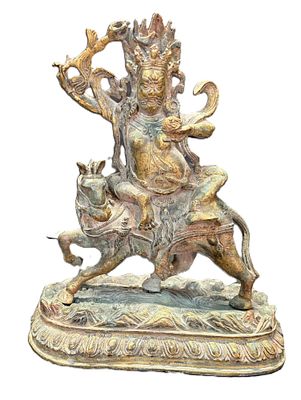 OLD CHINA DYNASTY PALDEN LHAMO DEITY LONGEVITY. Height: 11 in. by Width: 9 in. by Depth: 4 in.