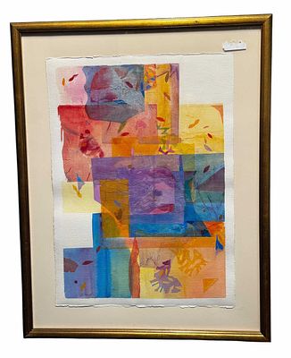 CHARLOTTE KLEBONOFF ORIGINAL MIXED MEDIA PAINTING. Height: 38 in. by Width: 34 in.