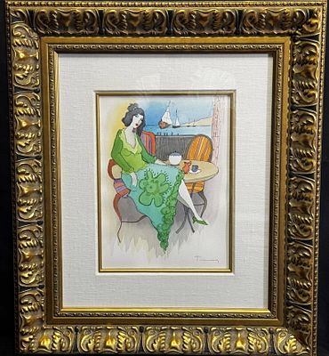 ITZCHAK TARKAY " TALL SHIPS " MIXED MED WATERCOLOR. ITZCHAK TARKAY " TALL SHIPS " MIXED MEDIA 